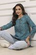 Blue Polyester Printed Straight Kurti image number 6