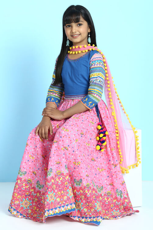 Pink Cotton Lehenga Set image number 0