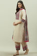 Red Cotton Straight Kurta Palazzo Suit Set image number 5