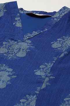 Royal Blue Polyester A-Line Printed Kurta Palazzo Suit Set image number 1