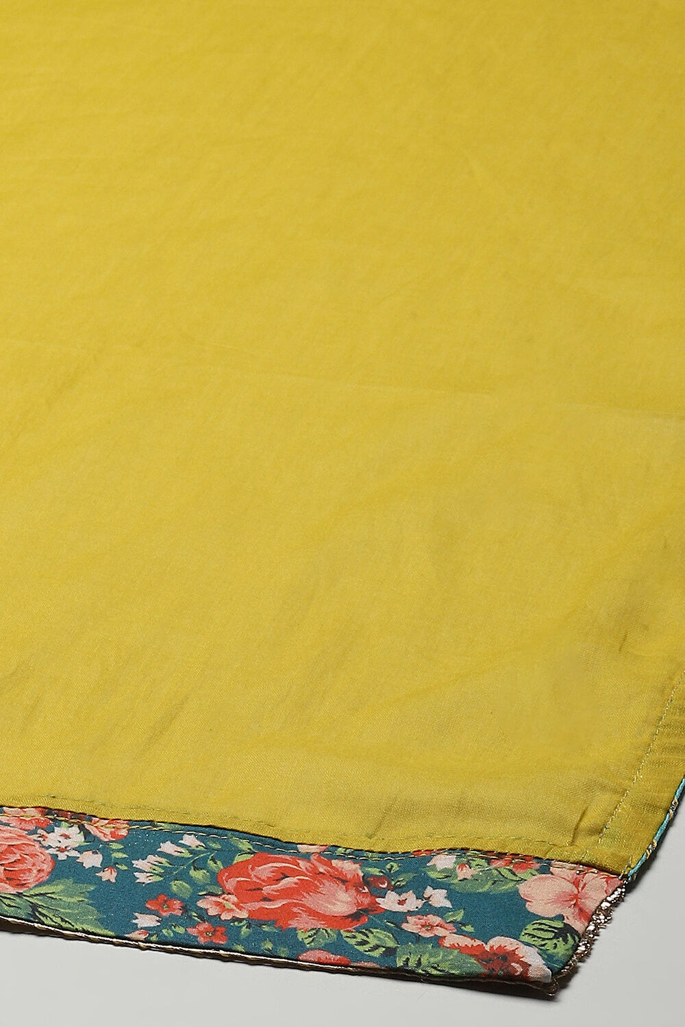 Lime Green Cambric Anarkali Kurta Palazzo Suit Set image number 3