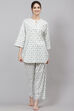 Mint Straight Cotton Three Piece Printed Sleepwear Set image number 0