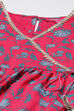 Pink Cotton Flared Printed Kurta Set image number 1