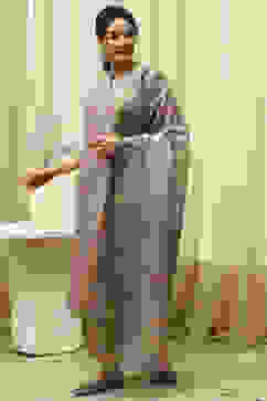 Gray Tissue Printed Unstitched Suit Set image number 4