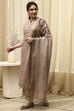 Lavender Chanderi Printed Unstitched Suit Set image number 4