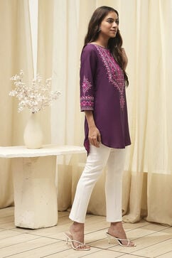 Purple Straight Short Kurta image number 4