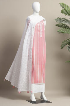 Pink Cotton Unstitched Suit Set image number 4