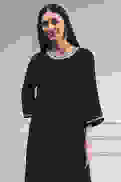 Black Metallic Pattern Straight Kurta image number 1