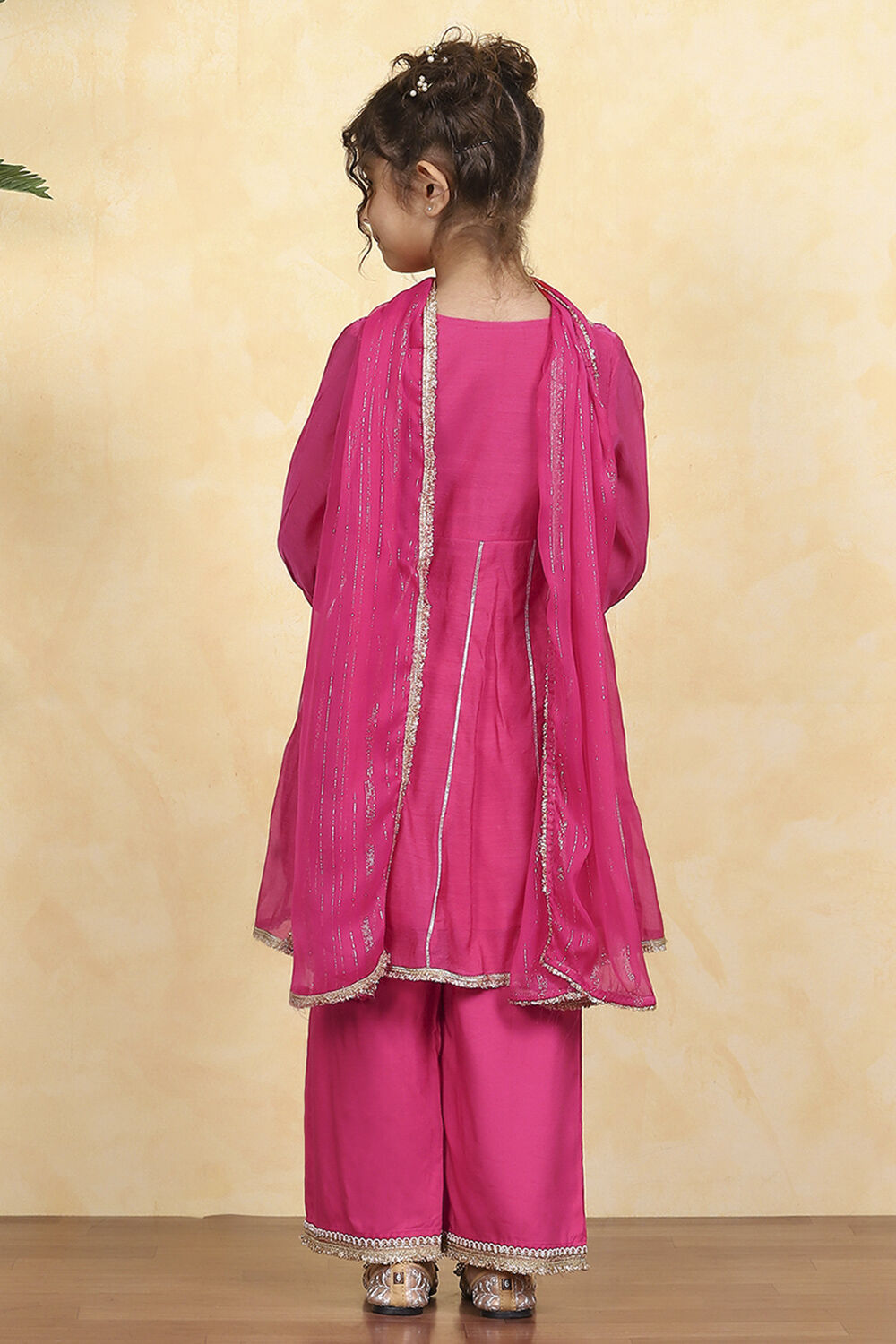 Pink Polyester Solid Kalidar Suit Set image number 4