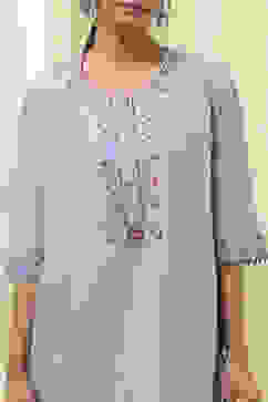 Dull Blue Modal Blend Asymmetric Short Kurta image number 1