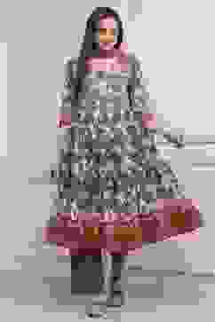 Grey Cotton Kalidar Suit Set image number 6