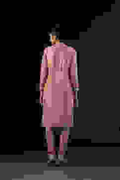 Rohit Bal Light Pink Cotton Silk Anarkali Printed Suit Set image number 5