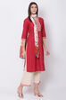 Red Cotton Straight Suit Set image number 3