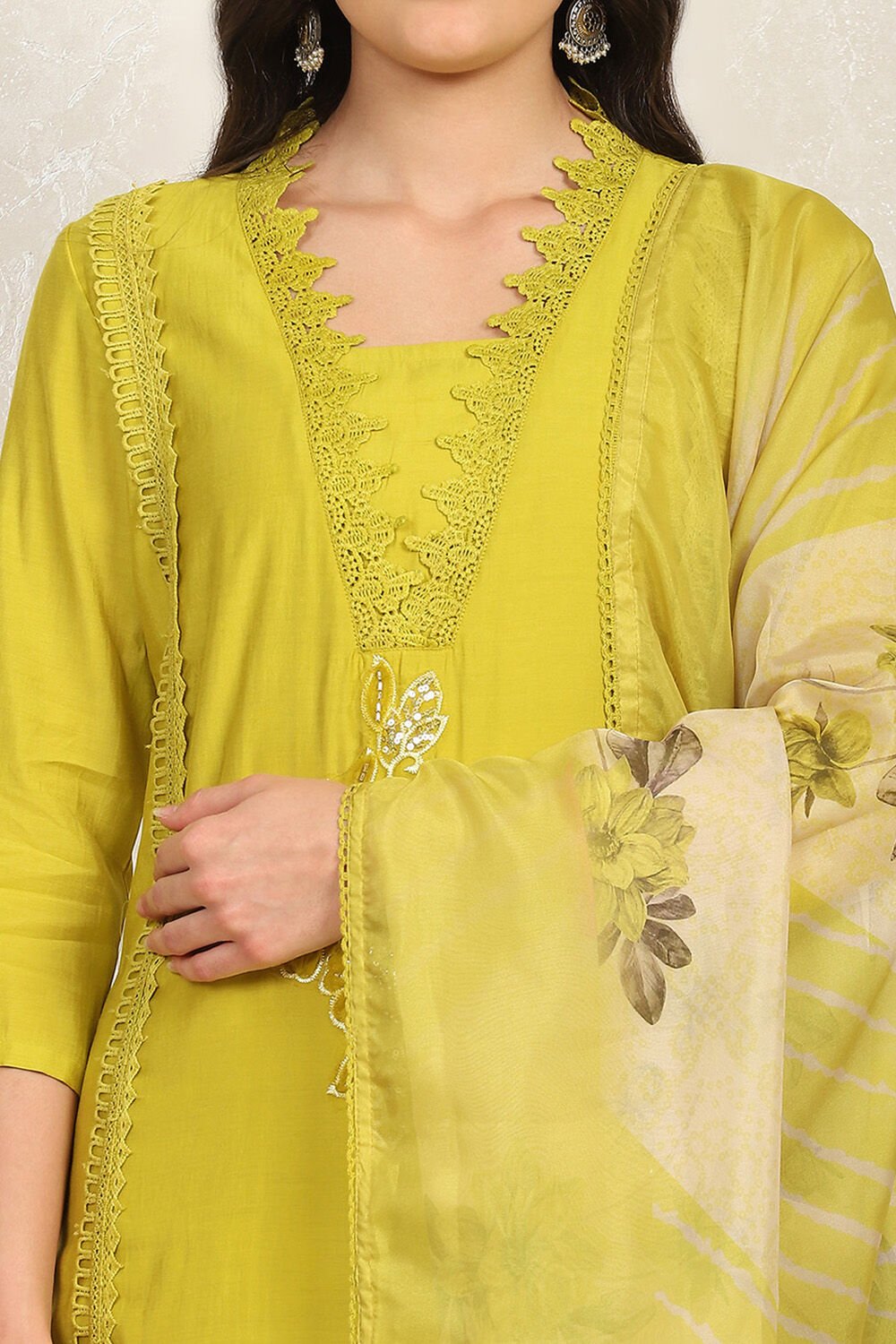 Mustard Silk Blend Unstitched Suit Set image number 2