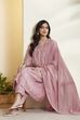 Old Rose Cotton Silk Embroidered A-Line Kurta Set