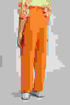 Orange Cotton Solid Regular Pants image number 5