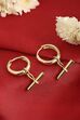 Gold Plated Brass T-Bar Hoop Drop Earrings image number 0