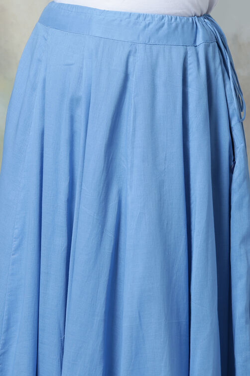 Blue Cotton Anarkali Kurta Skirt Suit Set image number 2