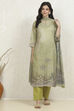 Green Cotton Unstitched Suit Set image number 7