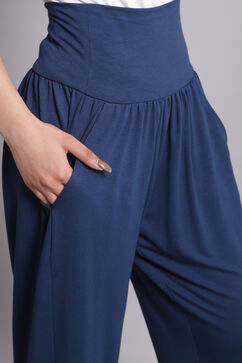 Teal Blue Viscose Blend Harem Pants image number 1