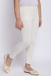 Off White Cotton Lycra Solid Leggings image number 0
