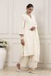 Cream-Toned Cotton Schiffli Straight Suit Set image number 4