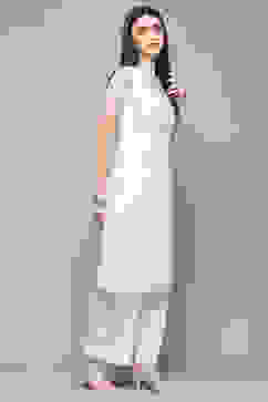 White Cotton Straight Kurta image number 6