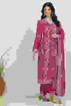 Pink Art Silk Woven Unstitched Suit Set image number 6