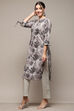 Brick Red Cambric Narrow Kurta Pant Suit Set image number 3