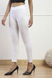 White Cotton Blend Dyed Leggings image number 2
