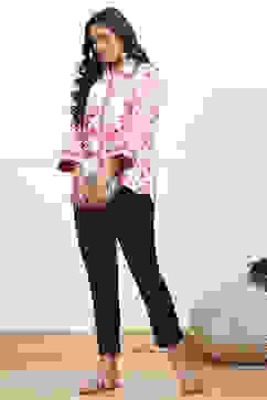 Navy Blue Cotton Solid Regular Pants image number 0