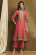 Moss Green Cotton Floral Printed Straight Suit Set image number 6