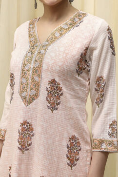 Coral Cotton Hand Block Print Unstitched Suit Set image number 2