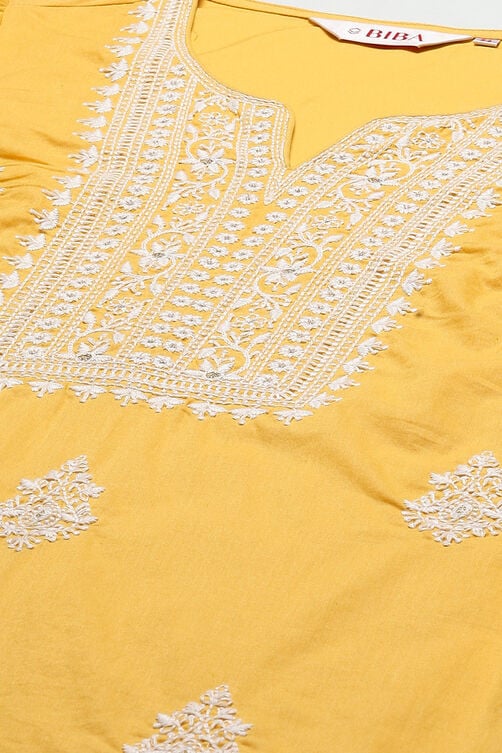 Sea Green Cotton Straight Embroidered Kurta image number 1