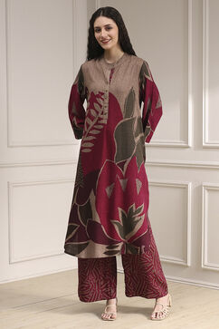 Berry Printed Straight Kurta Set image number 6