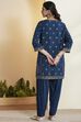 Blue Viscose Blend Straight Suit Set image number 6