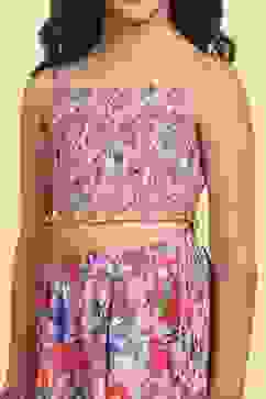 Pink Viscose Short Top Lehenga Set image number 1