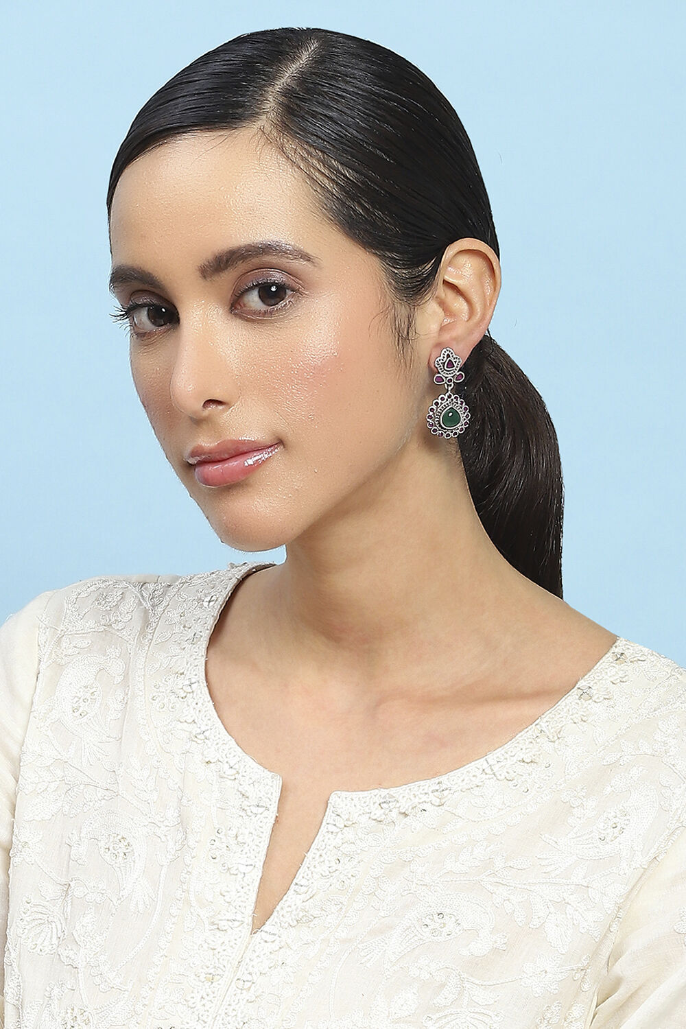 Pink Green Brass Drop & Danglers image number 3