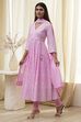 Pink Cotton Anarkali Suit Set image number 3