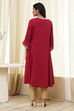 Red Cotton Solid A-Line Kurta image number 3