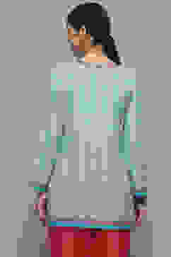 Blue Pink Polyester Straight Kurti image number 3