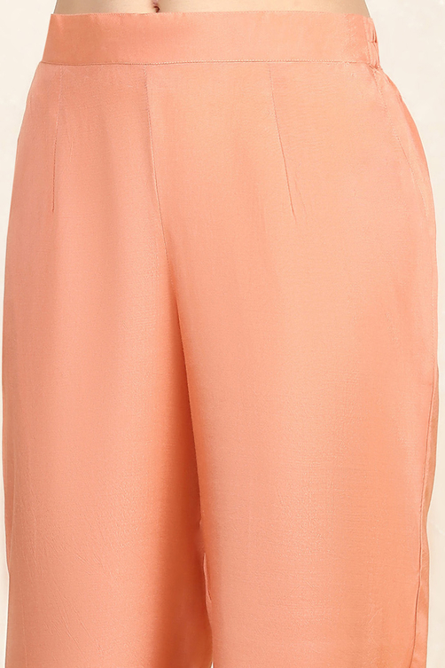 Baby Pink Chanderi Unstitched Suit Set image number 3