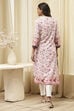 Peach Rayon A-Line Printed Kurta image number 3