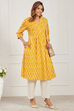 Yellow Cotton A Line Kurta image number 4