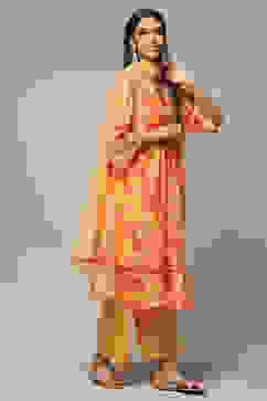 Mango Cotton Blend Gathered Kurta Palazzo Suit Set image number 6