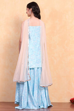 Aqua Viscose Sharara Suit Set image number 5