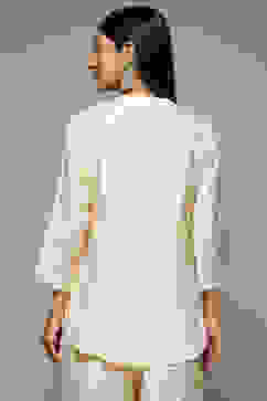 Beige Cotton Blend Kurti image number 2