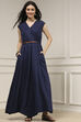 Navy Blue Viscose Rayon Asymmetric Dyed Jumpsuit