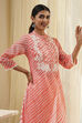 Coral Polyester Straight Kurta image number 6
