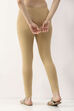 Maroon Cotton Lycra Solid Fitted Cropped Leggings image number 5
